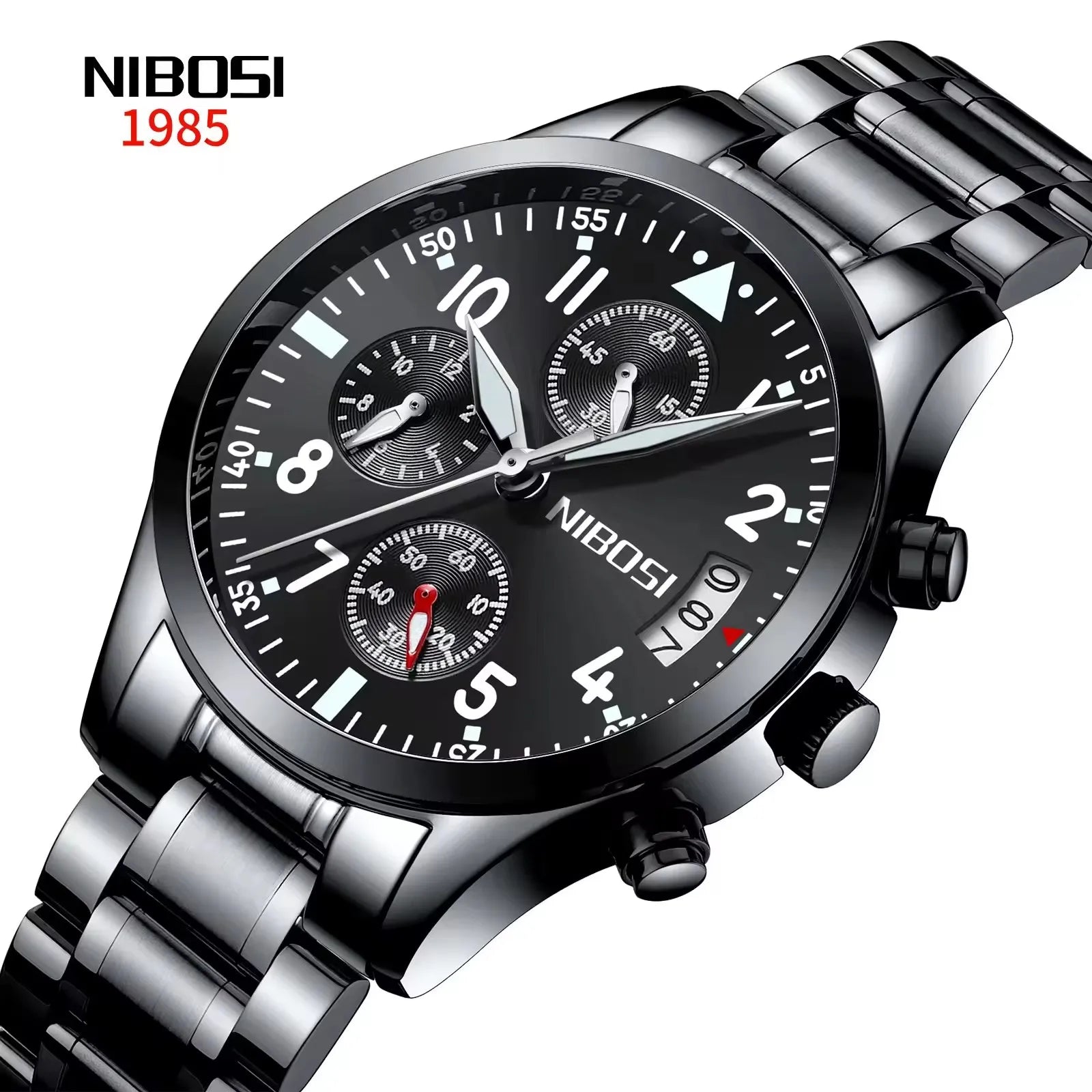 Nibosi 2303 Hot Sale Men's Quartz Watch Stainless Steel Casual Sports Watch Luminous Calendar Watch Waterproof Relogio Masculino