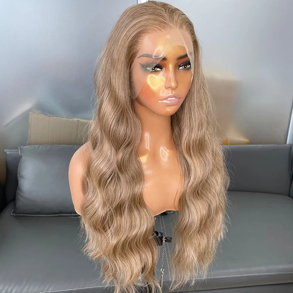 Long Body Wavy 13x6 Synthetic Lace Front Wigs for Black Women Highlight Color Heat Resistant Synthetic Hair Wigs