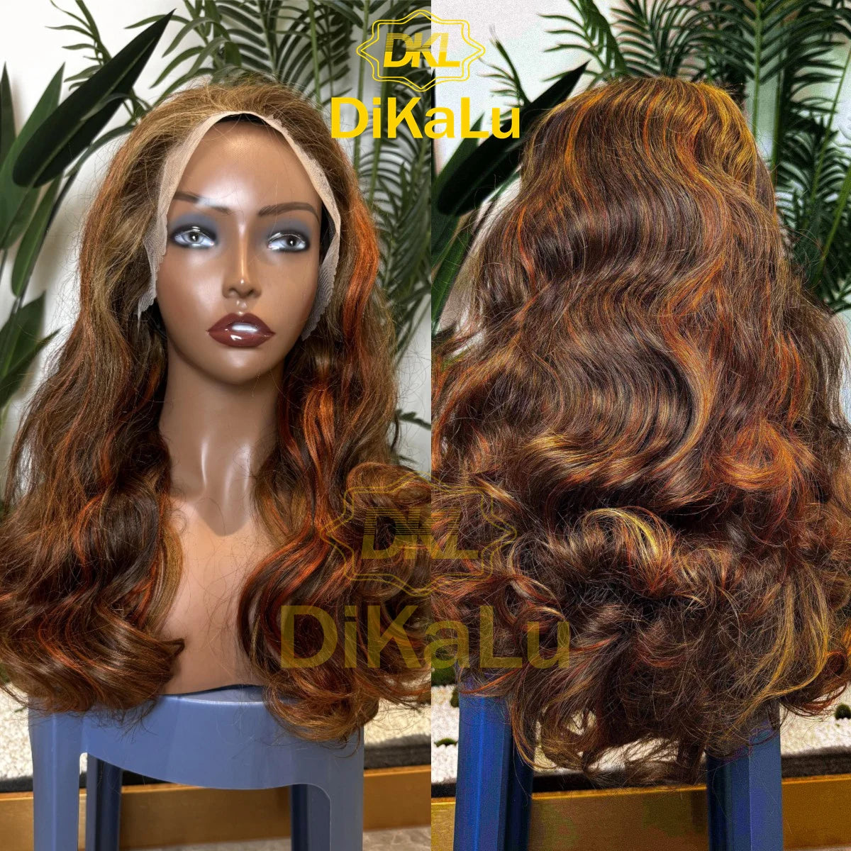 250% Density Highlight Colored Human Hair Wigs Pre Plucked Virgin Hair Rose Wavy Wholesale 13x4 HD Transparent Lace Frontal Wigs