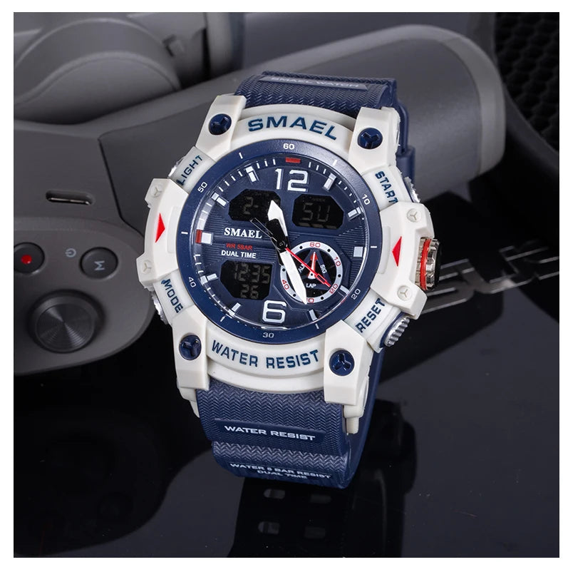 Military Watch Quartz Wristwatches Sport 50M Waterproof Alarm Clock Light Analog Digital Male Clocks 8007 Mens Watches Digital