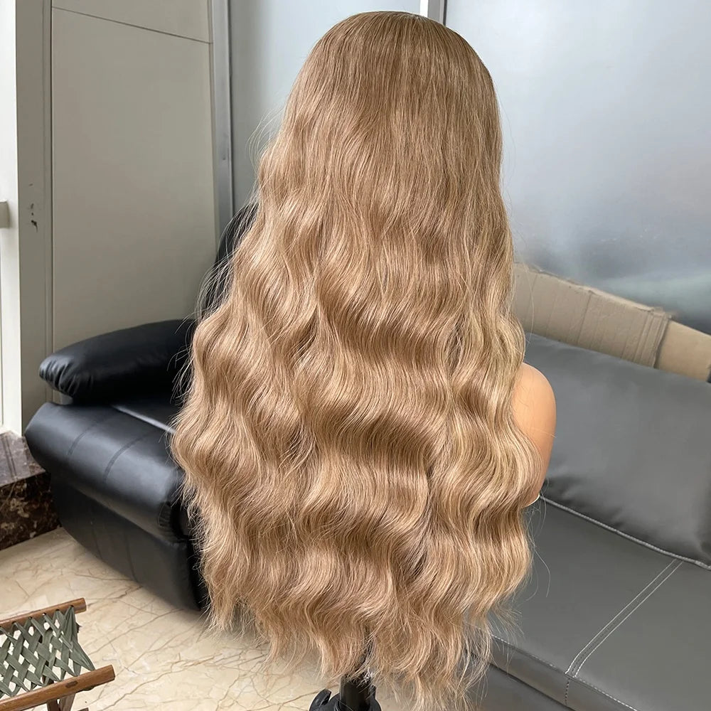 Long Body Wavy 13x6 Synthetic Lace Front Wigs for Black Women Highlight Color Heat Resistant Synthetic Hair Wigs