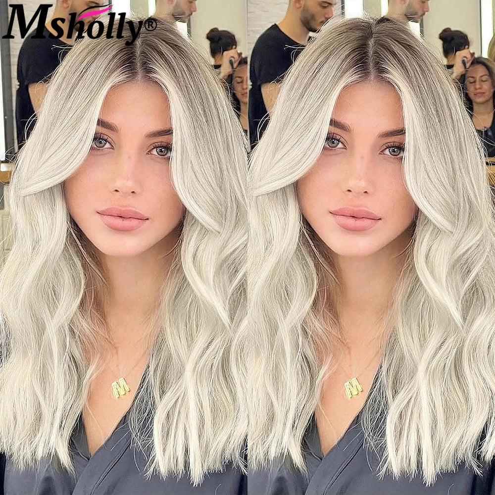 Pre Bleached Pre Plucked Lace Front Wig Human Hair Hightlight Cream Platinum Blonde Body Wave Remy Human Hair Wigs For Women