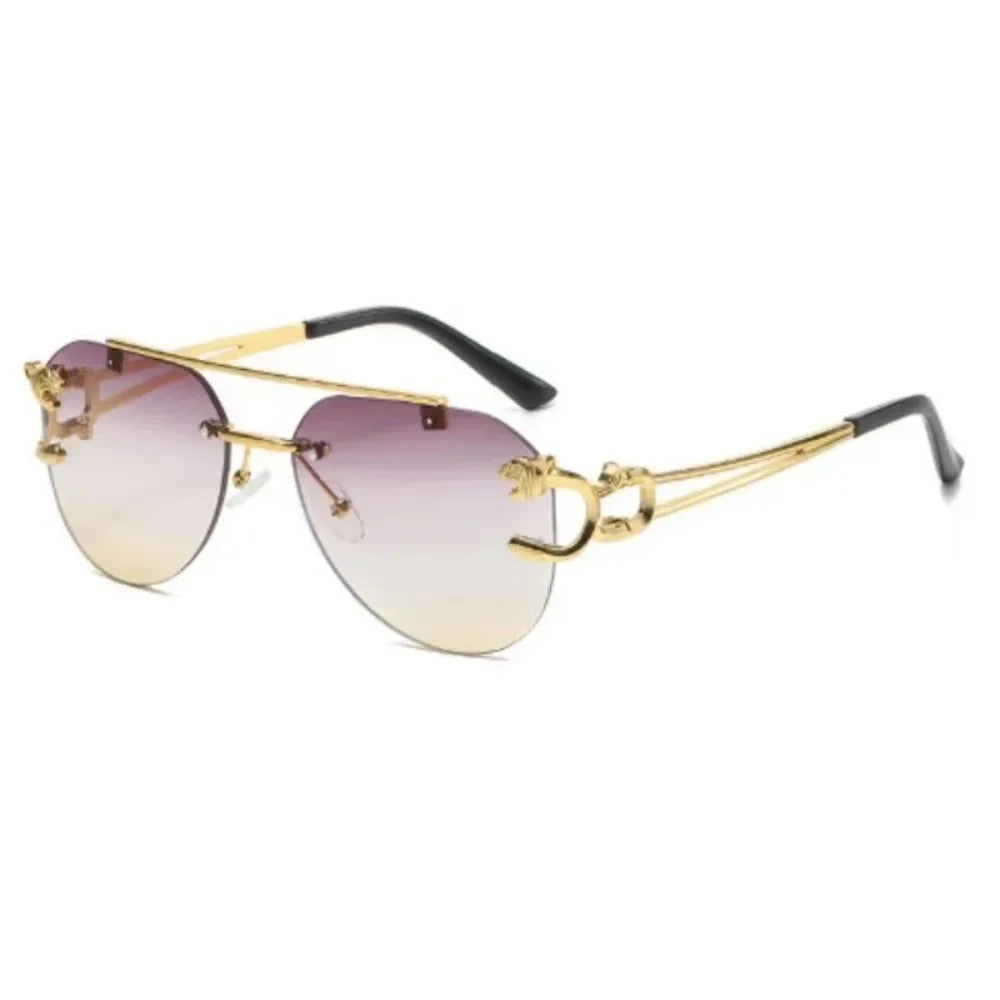 Rimless Vintage Sunglasses for Women Luxury Oversized Fashion Glasses Pilot Gradient Outdoor Shades Sun Glasses Gafas De Sol