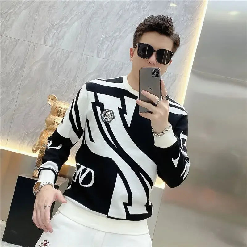 Slim Fit Male Sweatshirt Harajuku Fashion Men's Pullover Winter Emo Sweat Shirt Designer High Quality Warm Streetwear Luxury Xxl
