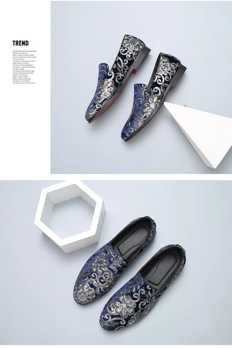 Designer Men's Dress Shoes Luxury Embroidery Men Loafers Italian Brand Wedding Shoes Fashion Party Shoes for Men Oxford Shoe New