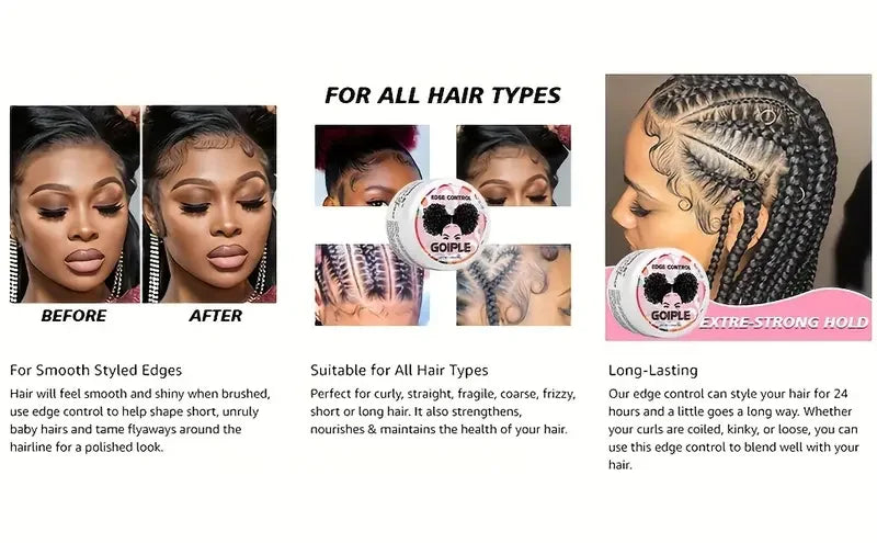 Wig Styling Installation Kit for Women Fast Dry Melting Spray Smooth Wigs Wax Stick Long-Lasting Control Edge Gel and Tools 5pcs