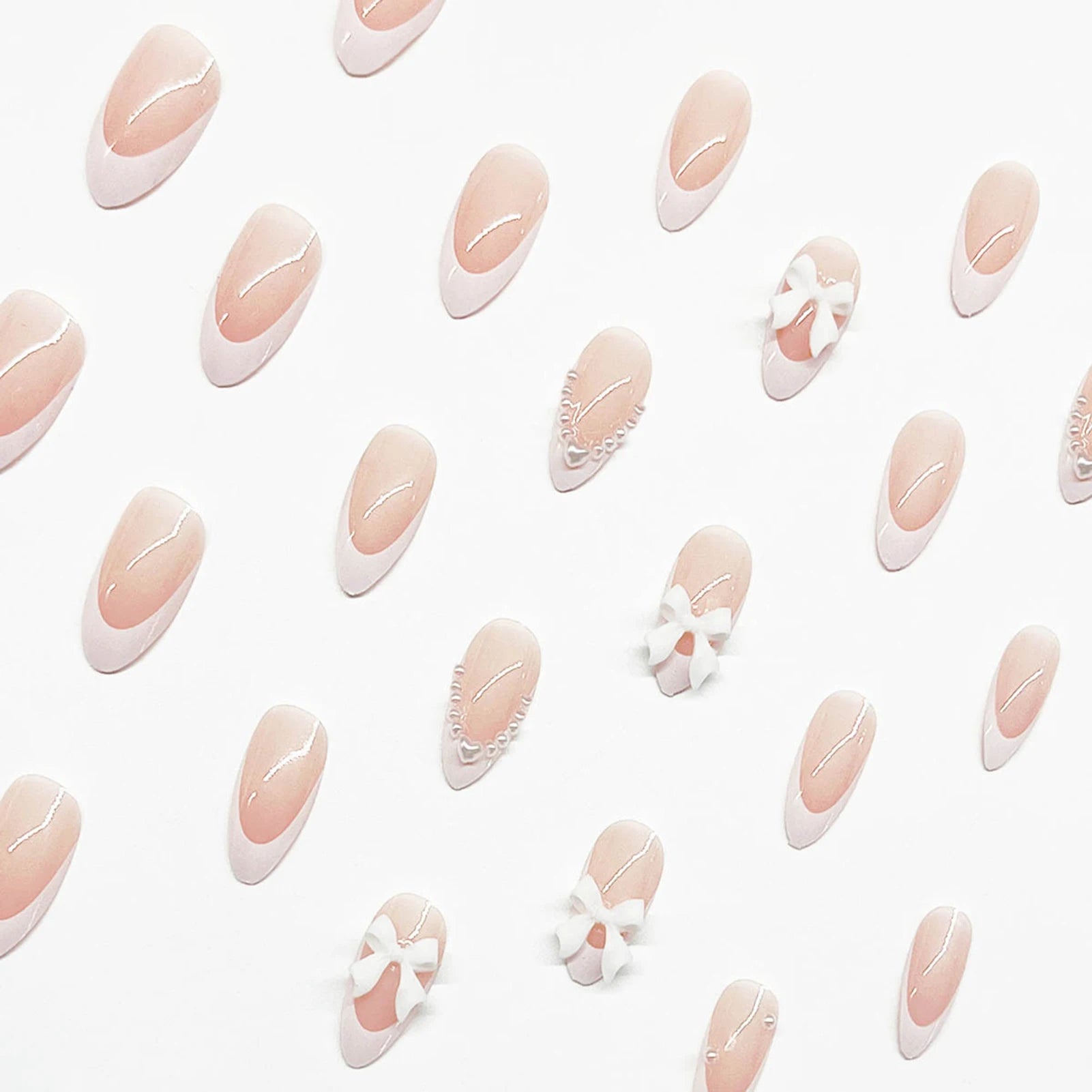 24pcs/1set Nude Press On Nails With White Tip Lightweight And Easy To Stick Fake Nail For Women And Girl Nail Salon Diy Nails