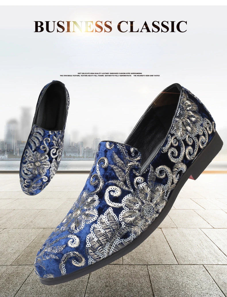Designer Men's Dress Shoes Luxury Embroidery Men Loafers Italian Brand Wedding Shoes Fashion Party Shoes for Men Oxford Shoe New