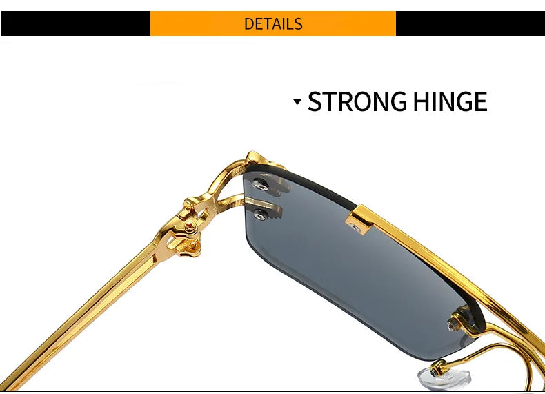 KAMMPT Vintage Rimless Sunglasses Men Women Fashion Oversized Square Shades Eyewear New Double Bridge Gradient UV400 Sun Glasses
