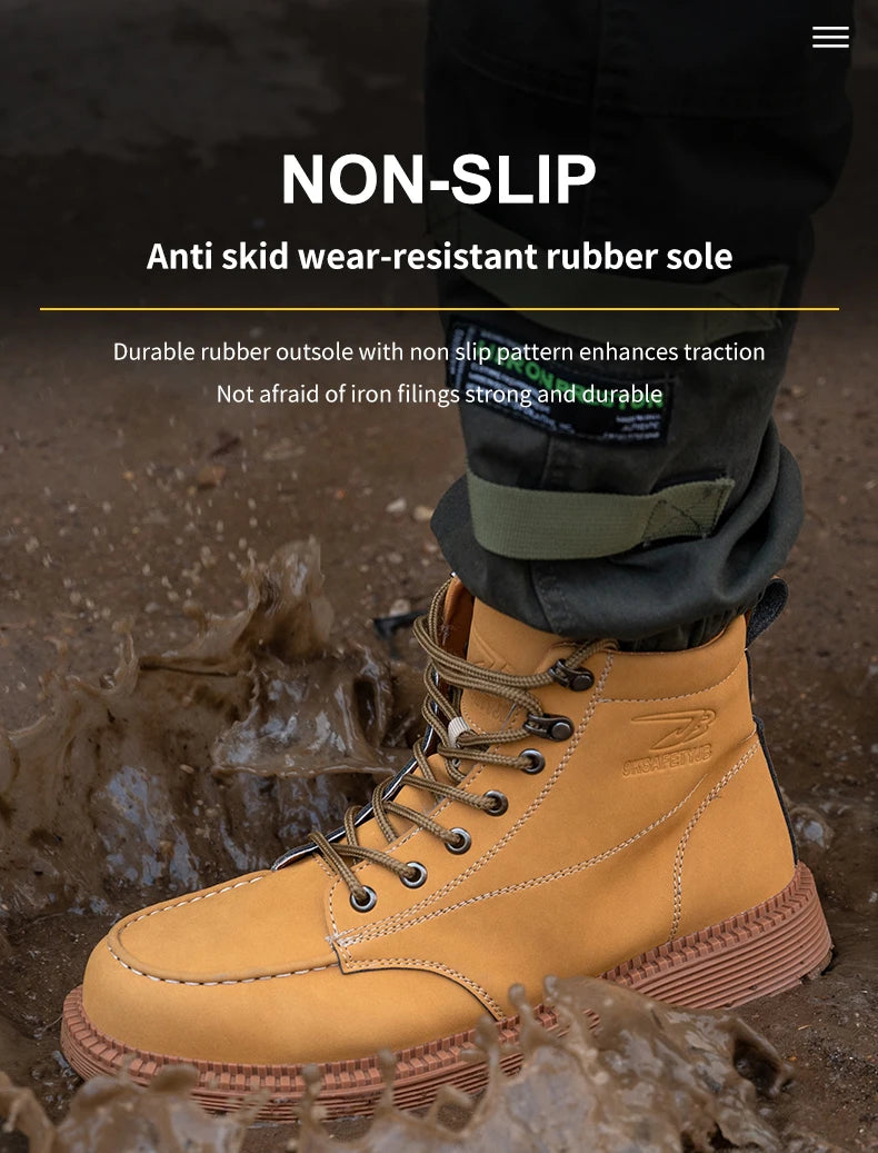 Latest Design Winter Plush Safety Boots Men Waterproof Steel Toe Indestructible Shoes Anti Smashing Puncture Proof Male Footwear