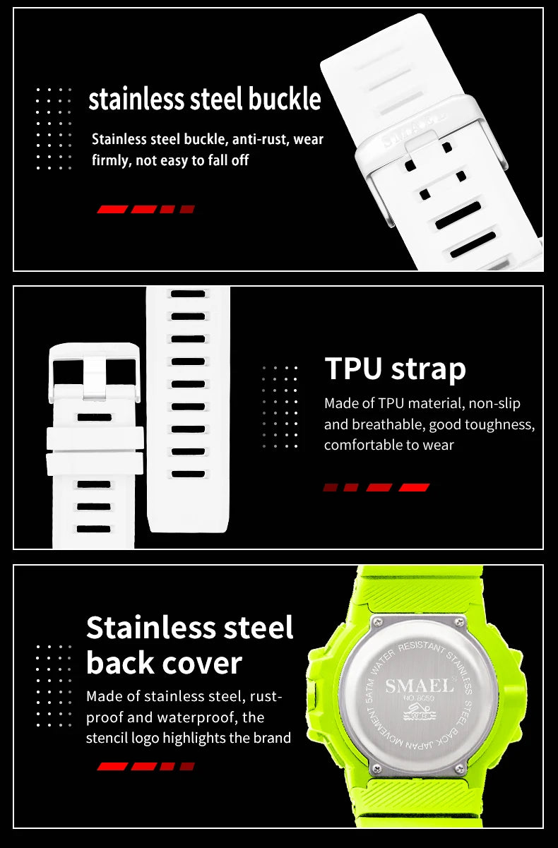 2023 Men Watches Luxury Man Military Watch SMAEL 8050 Waterproof Big Dial Fashion LED Backlight Sport Digital Watch For Men