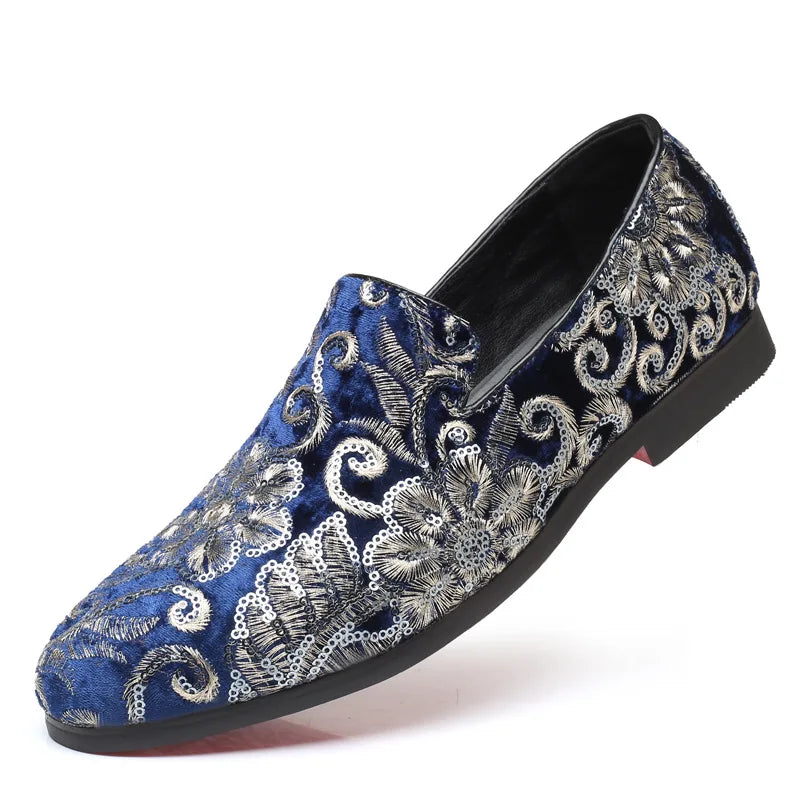 Designer Men's Dress Shoes Luxury Embroidery Men Loafers Italian Brand Wedding Shoes Fashion Party Shoes for Men Oxford Shoe New