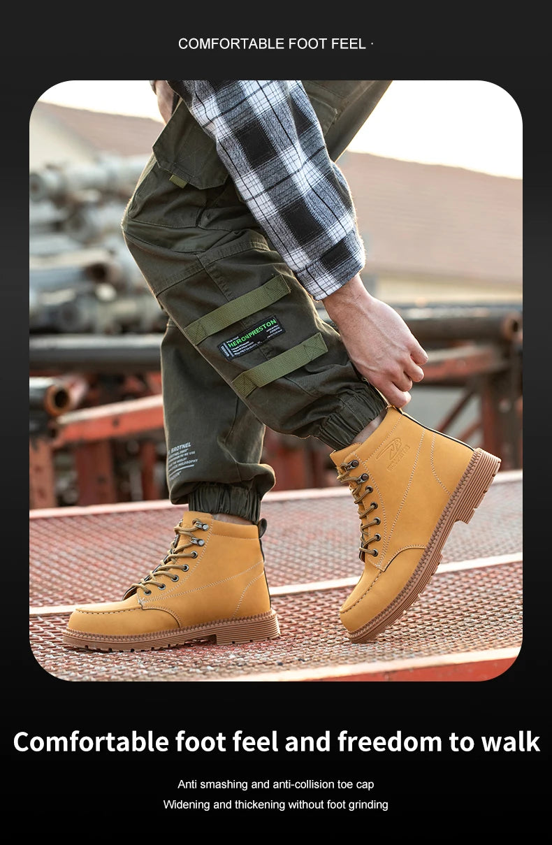 Latest Design Winter Plush Safety Boots Men Waterproof Steel Toe Indestructible Shoes Anti Smashing Puncture Proof Male Footwear