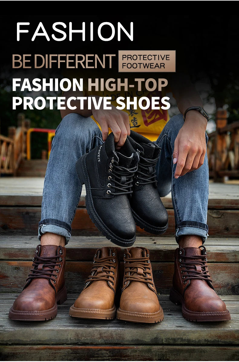 Latest Design Winter Plush Safety Boots Men Waterproof Steel Toe Indestructible Shoes Anti Smashing Puncture Proof Male Footwear