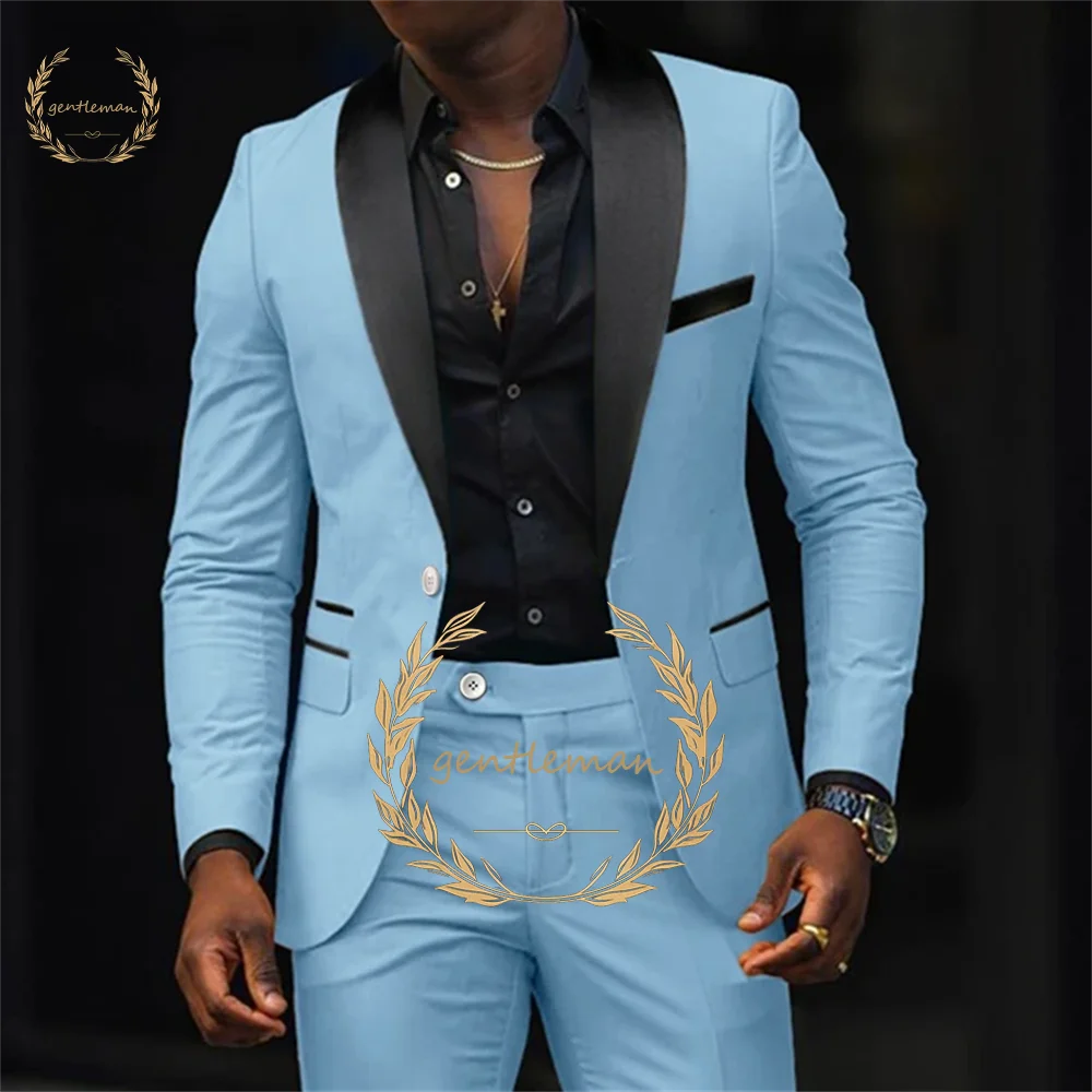 Men's black and red shawl one button suit, men's elegant slim fashion suit custom party cocktail casual tuxedo