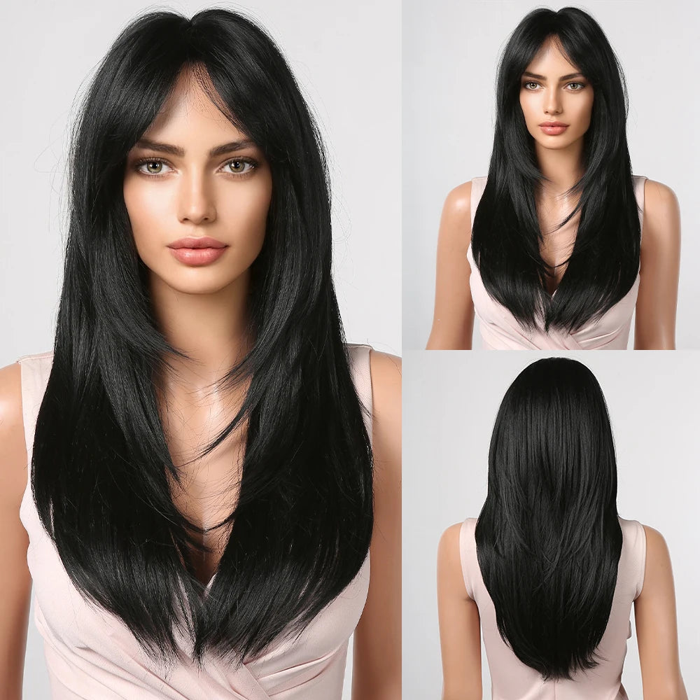 HENRY MARGU White Long Straight Synthetic Wigs for Women Colorful Cosplay Party Fake Hair with Bangs White Wig HighTemperature