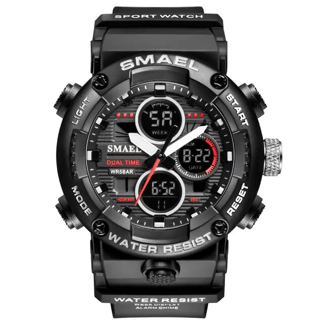 SMAEL Watch Men Waterproof LED Digital Watches Stopwatch Big Dial Clock For Male 8038 Sport Men Watches Quartz