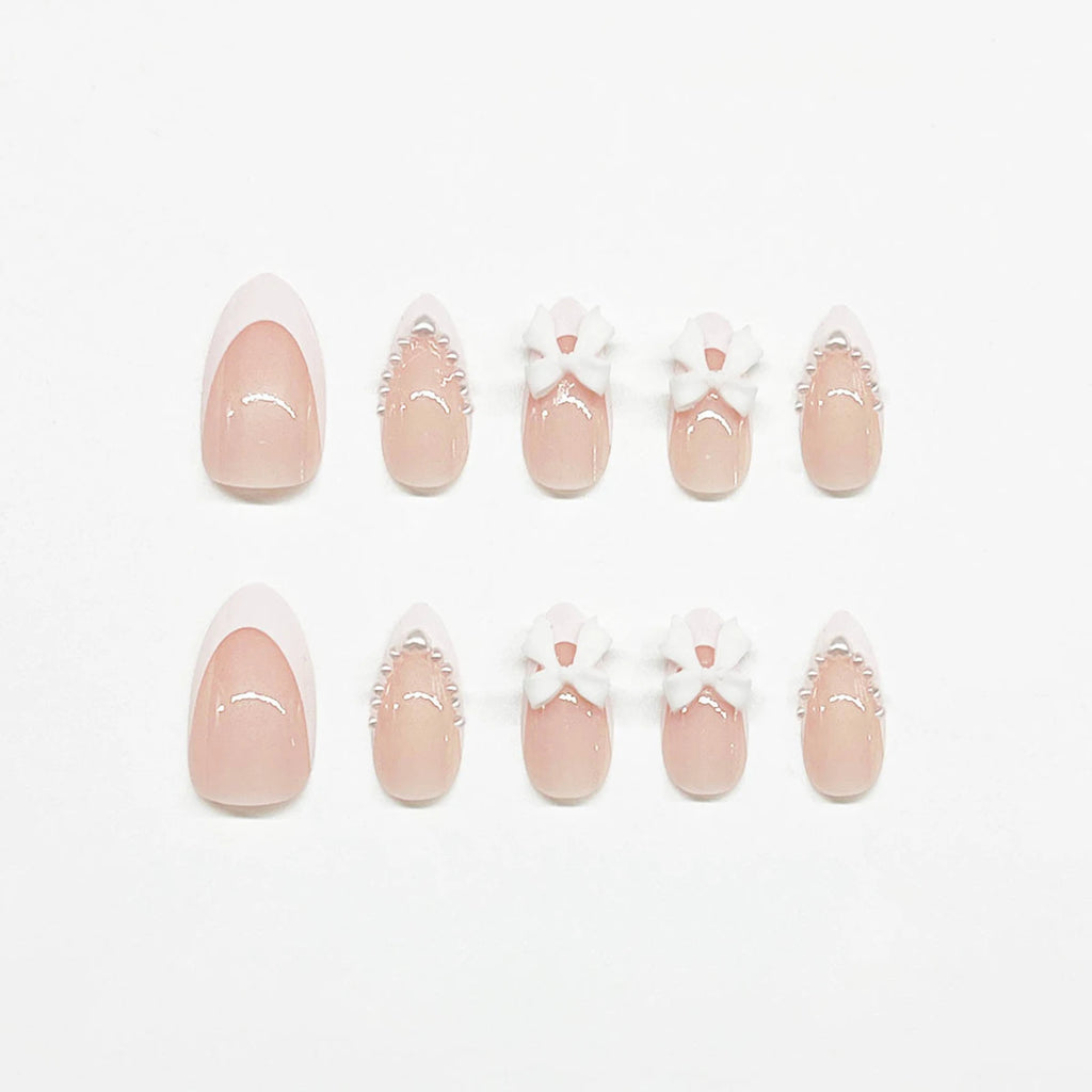 24pcs/1set Nude Press On Nails With White Tip Lightweight And Easy To Stick Fake Nail For Women And Girl Nail Salon Diy Nails