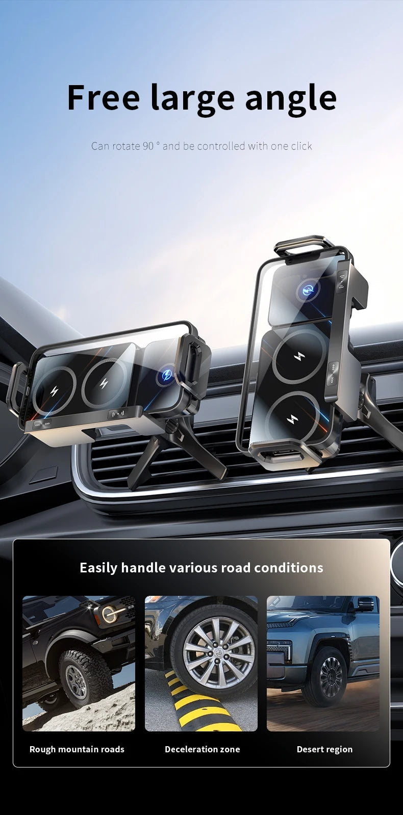New High Intelligent Mobile Phone/Pad Holder Magnetic Phone Holder for Car Auto Rotating Phone Holder Wireless Car Charger