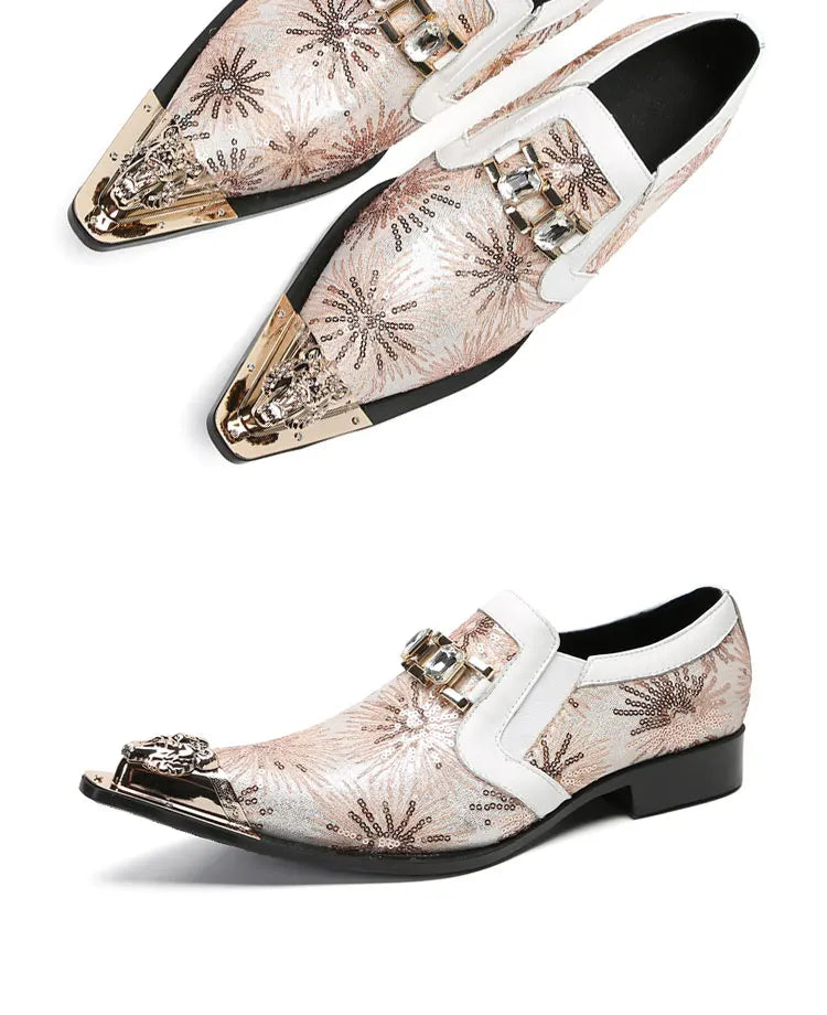 COOGERLOVE Luxury Business Men Dress Shoes Handmade Genuine Leather Slip On Italian Wedding Flats Oxfords Shoes For Men Sapatos