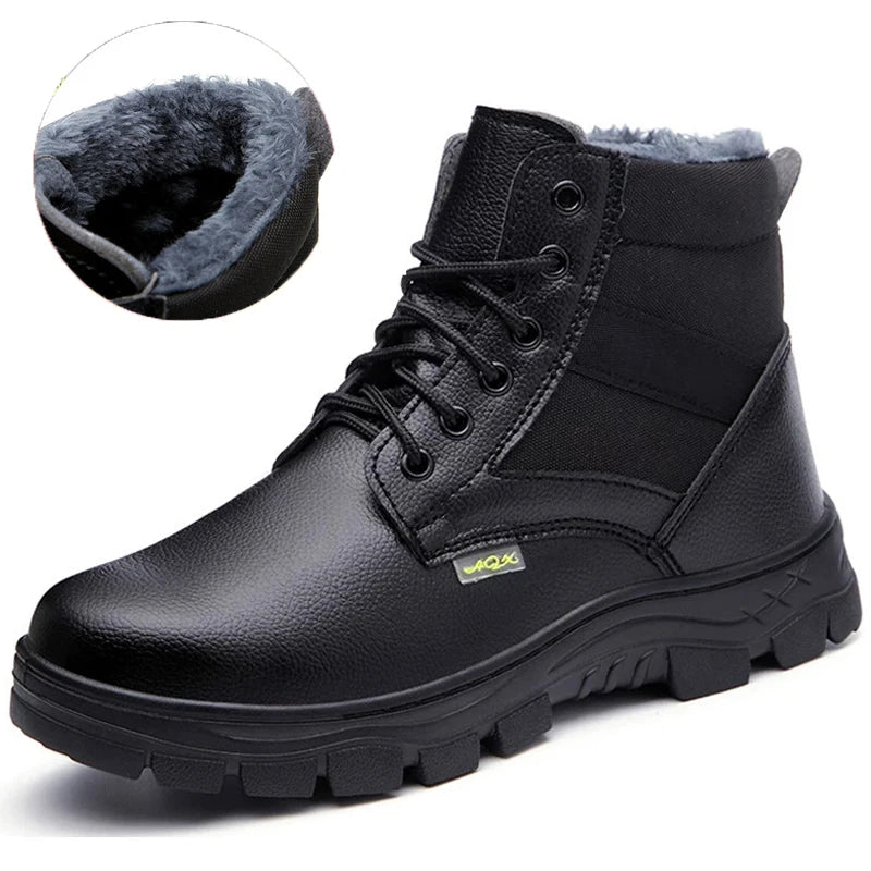Men's Boots Safety Shoes Men Steel Toe Shoes Winter Boots Men Puncture-Proof Work Shoes Plush Warm Work Safety Boots Male Shoes