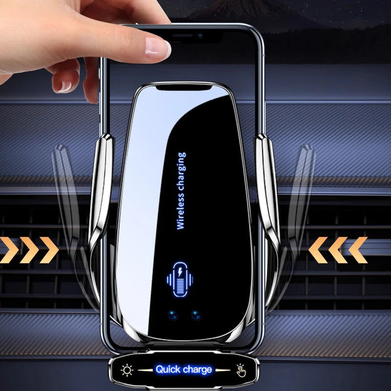 Wireless Charger Car Mount Cell Phone Holder Mobile Support For Car Holder Automotive Electric Induction Auto Clamping For Phone