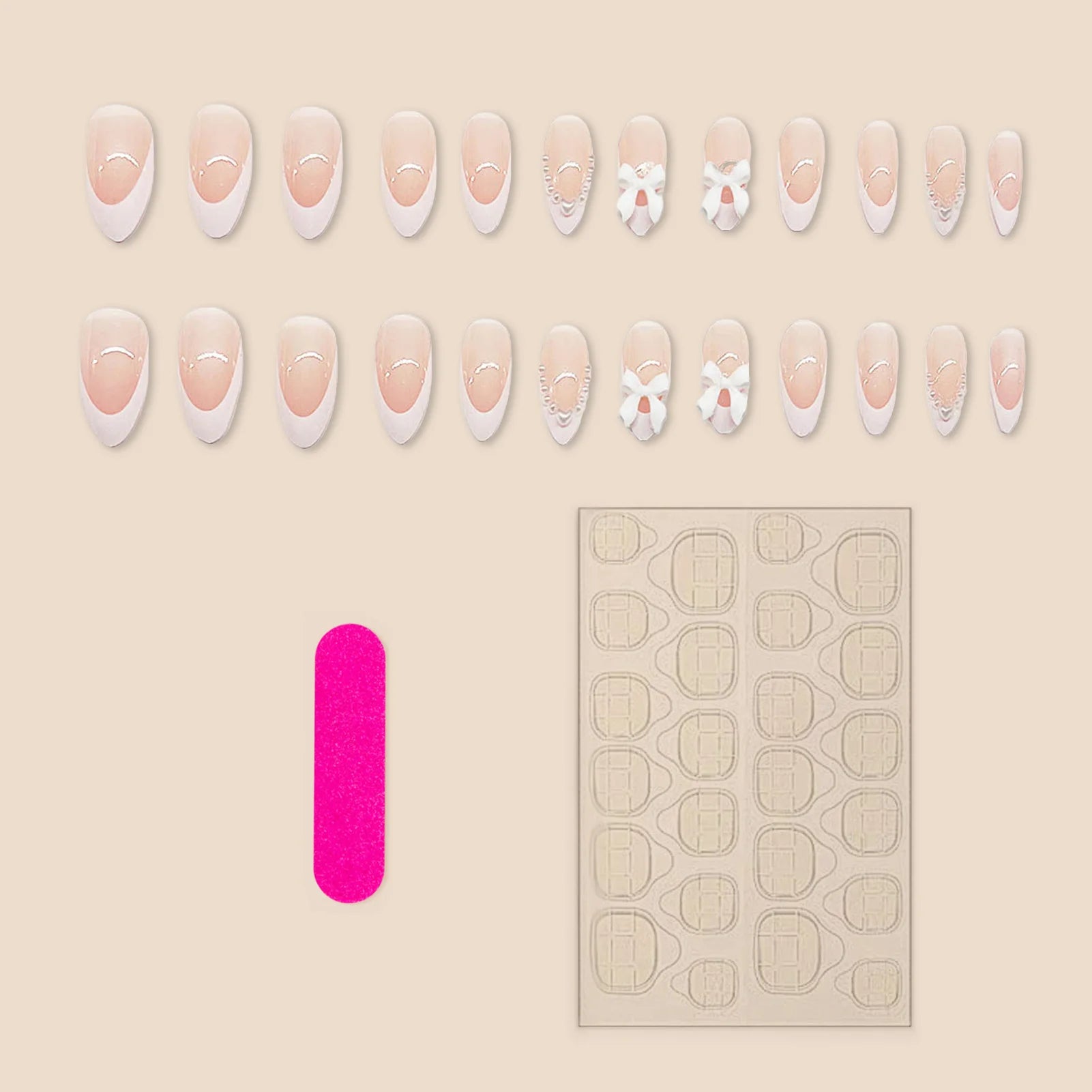 24pcs/1set Nude Press On Nails With White Tip Lightweight And Easy To Stick Fake Nail For Women And Girl Nail Salon Diy Nails