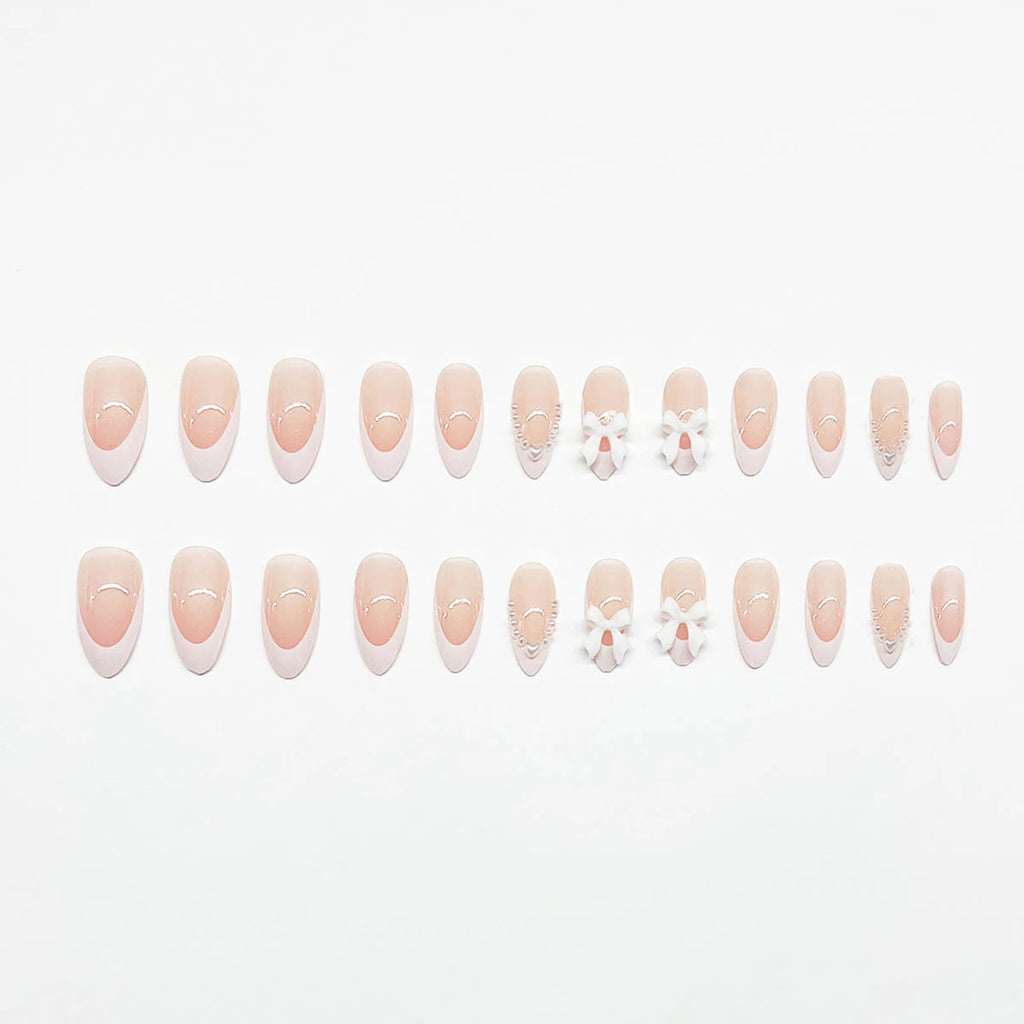24pcs/1set Nude Press On Nails With White Tip Lightweight And Easy To Stick Fake Nail For Women And Girl Nail Salon Diy Nails