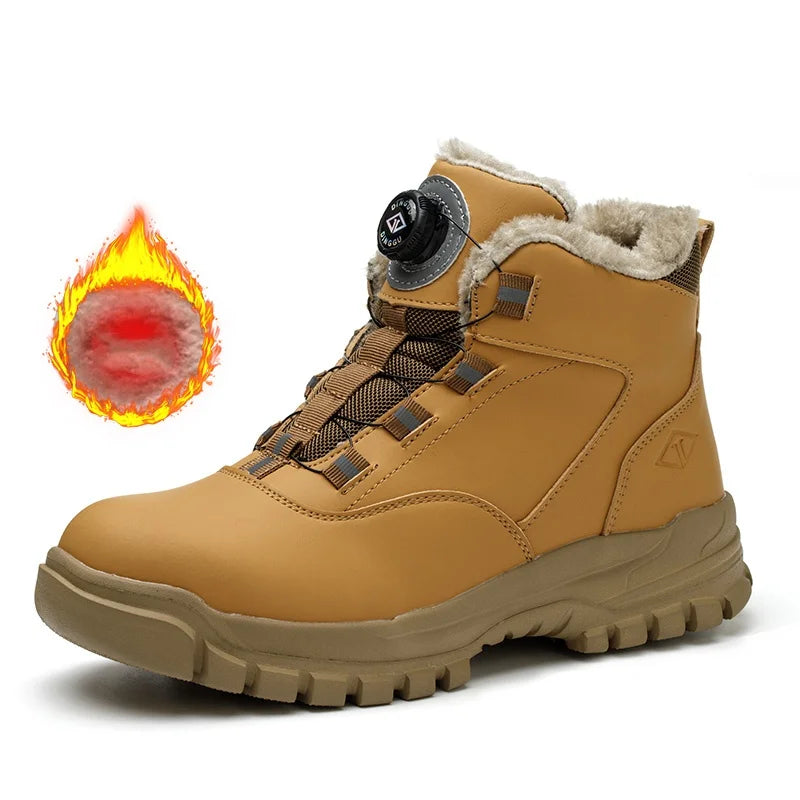 Rotating Buttons Safety Shoes Men Waterproof Work Boots Anti-smash Anti-puncture Protective Autumn Winter light Work Shoes