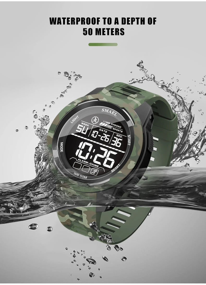 Military Watch Men Sports Watches Digital LED 50M Wateproof 8105C S Shock Resistant Military Watches Amry Men's Wristwatches