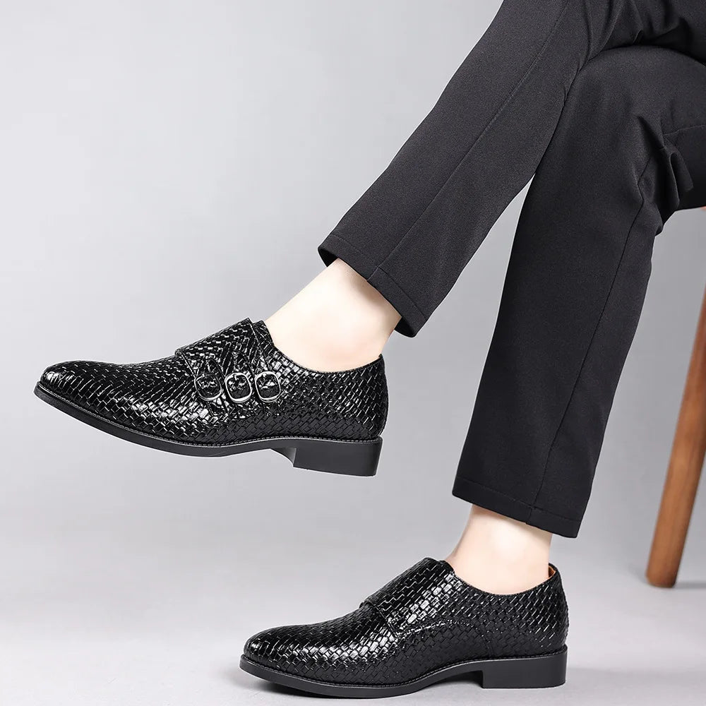 Knit Men's Leather Shoes Formal Business Dress Shoes for Men Classic Casual  Luxury Formal Shoes Derby Party Oxford Men Footwear