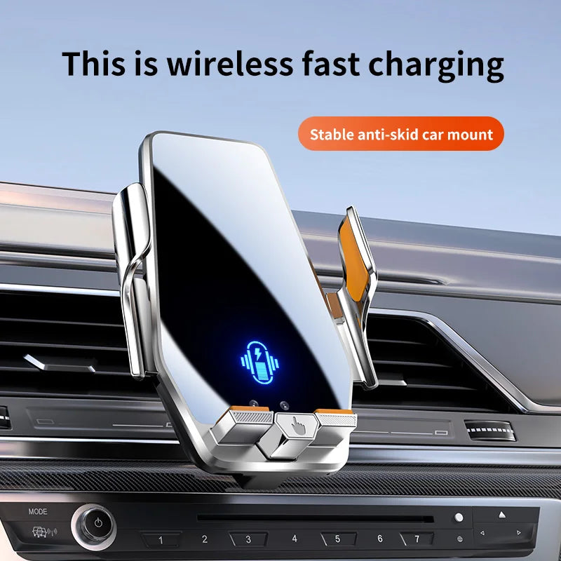 Max 66W Magnetic Head Car Phone Holder 15W Wireless Charger Touch Control Infrared Sensing Motor Vehicle Stand for iPhone Xiaomi