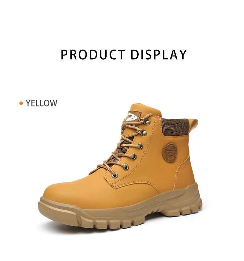 Men Protective Boots Steel Toe Shoes Anti-smash Anti-puncture Work Boots Safety Shoes Indestructible Winter Boots Waterproof