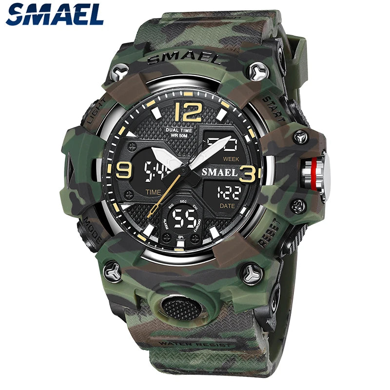 SMAEL Military Watch for men 50M Waterproof Clock Male S Shock 8008 electronics Digital Watches LED Men's Watches Military Army