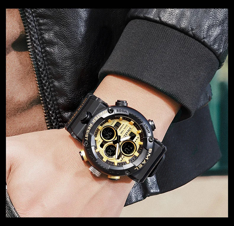 SMAEL Watch Men Waterproof LED Digital Watches Stopwatch Big Dial Clock For Male 8038 Sport Men Watches Quartz