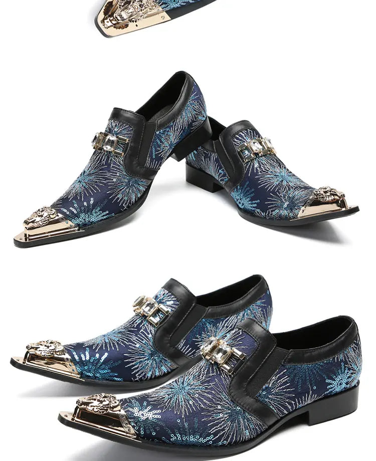 COOGERLOVE Luxury Business Men Dress Shoes Handmade Genuine Leather Slip On Italian Wedding Flats Oxfords Shoes For Men Sapatos