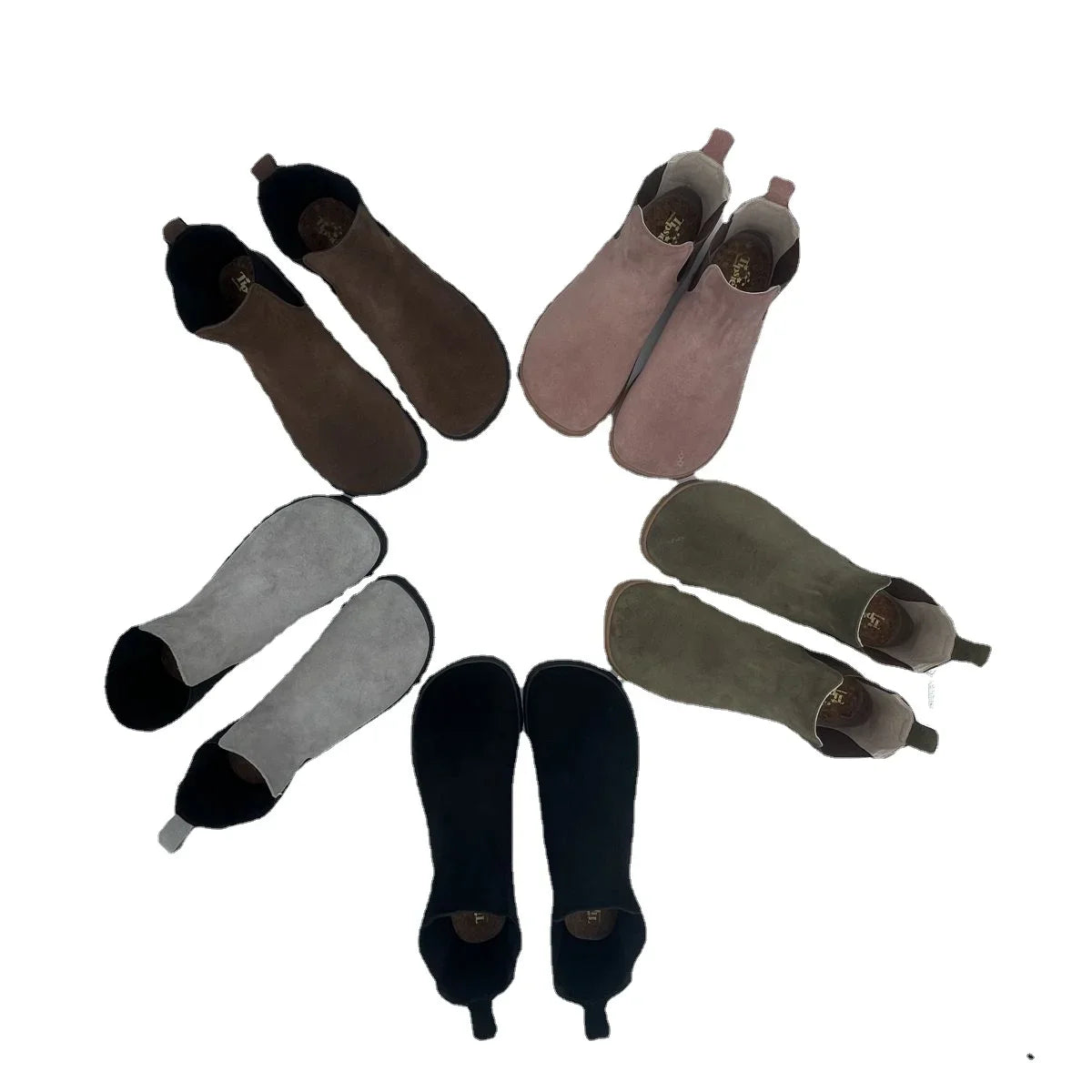 Tipsietoes Chelsea Barefoot Spring Autumn Genuine Cow Suede Waterproof Leather Boots With Leather Linning Inside For Women