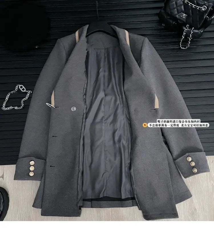 Korean Fashion Woolen Suit Dresses for Women Winter New College Style Sweet Waist up Slim High-end A-line Pleated Mini Dress