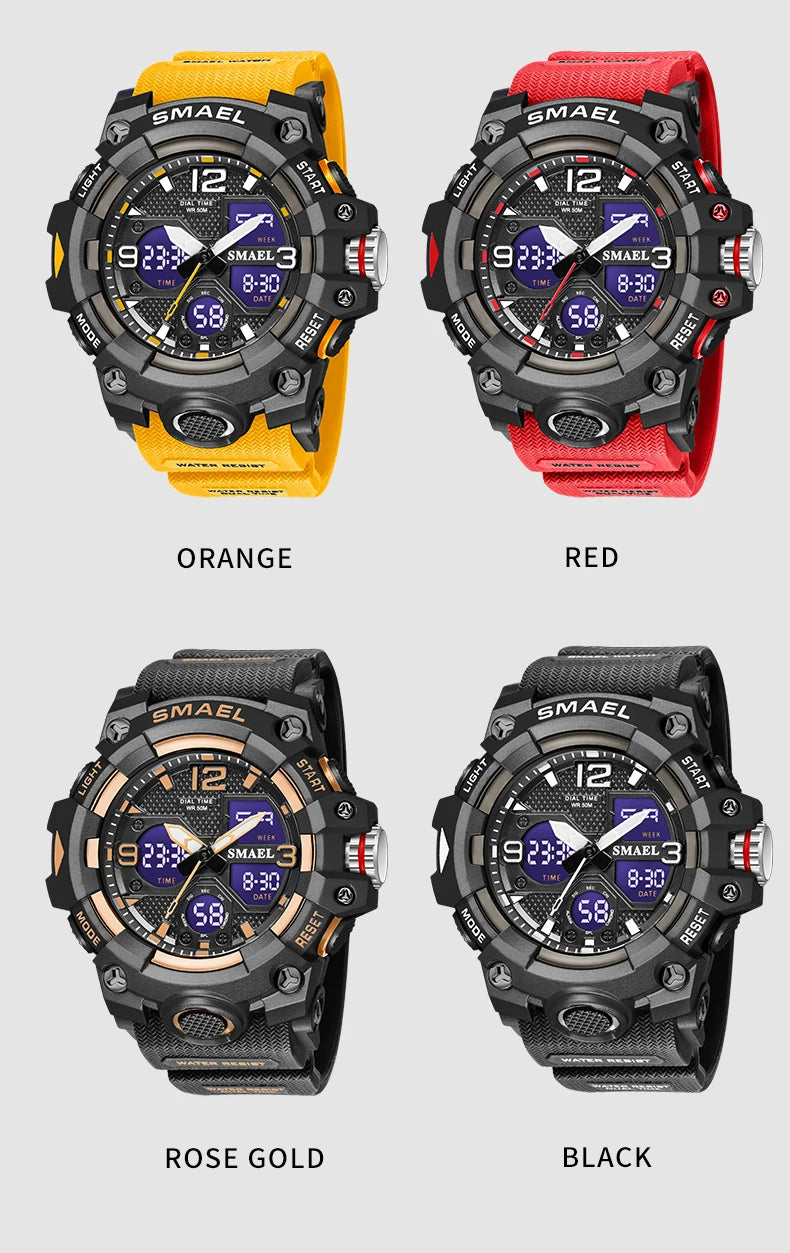 SMAEL Military Watch for men 50M Waterproof Clock Male S Shock 8008 electronics Digital Watches LED Men's Watches Military Army