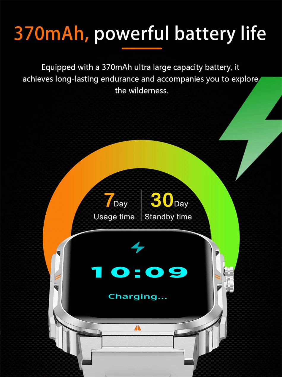 2025 New Professional Sports Smart Watch Men 2.01'' Large Screen Bluetooth Call Watches Flashlight Waterproof Outdoor Smartwatch