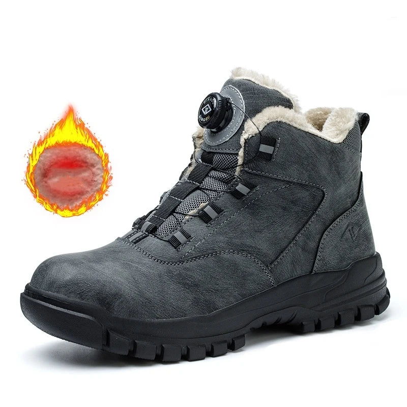 Rotating Buttons Safety Shoes Men Waterproof Work Boots Anti-smash Anti-puncture Protective Autumn Winter light Work Shoes