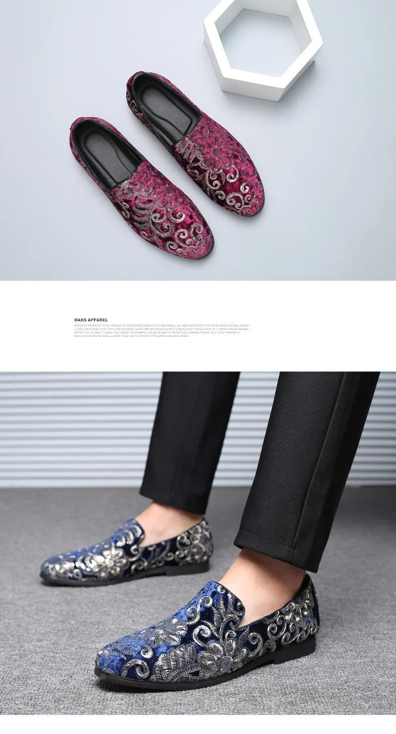 Designer Men's Dress Shoes Luxury Embroidery Men Loafers Italian Brand Wedding Shoes Fashion Party Shoes for Men Oxford Shoe New
