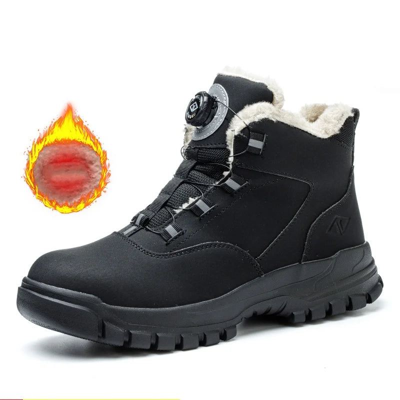 Rotating Buttons Safety Shoes Men Waterproof Work Boots Anti-smash Anti-puncture Protective Autumn Winter light Work Shoes