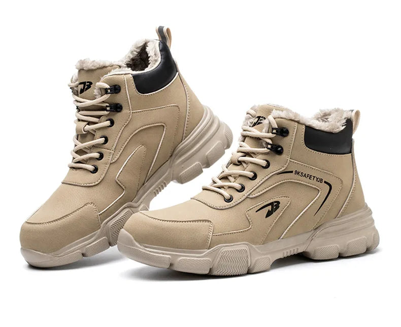Latest Design Winter Plush Safety Boots Men Waterproof Steel Toe Indestructible Shoes Anti Smashing Puncture Proof Male Footwear