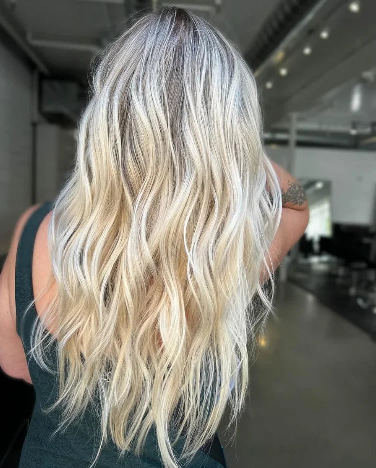 18 Inch Long Wavy Platinum Blonde Wigs Soft Synthetic Wig Natural Wig Blonde Wig Wavy Wig Cosplay Wig Daily Wig Party Wigs Wigs