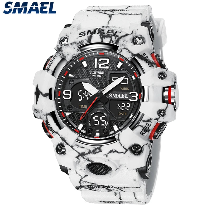 SMAEL Military Watch for men 50M Waterproof Clock Male S Shock 8008 electronics Digital Watches LED Men's Watches Military Army