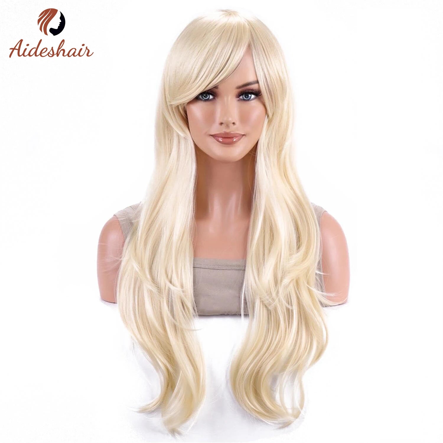 Aideshair synthetic wig  Fashion Wigs 28" 70cm Long Wavy Curly Hair Heat Resistant Wig Cosplay Wig For Women With Free Wig Cap