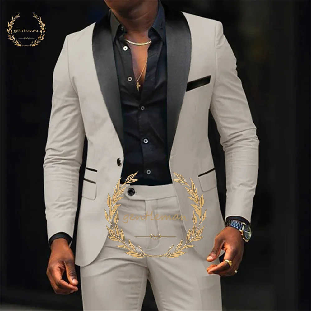Men's black and red shawl one button suit, men's elegant slim fashion suit custom party cocktail casual tuxedo