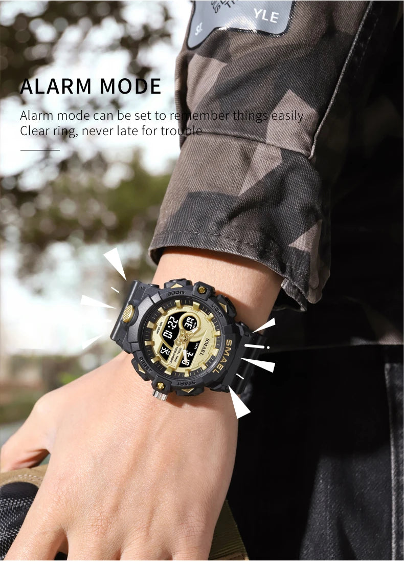 SMAEL Multifunctional LED Light Digital Sport Watch Mens Casual Student Stopwatch Clendar Clock Quartz Analog Wristwatches 8081