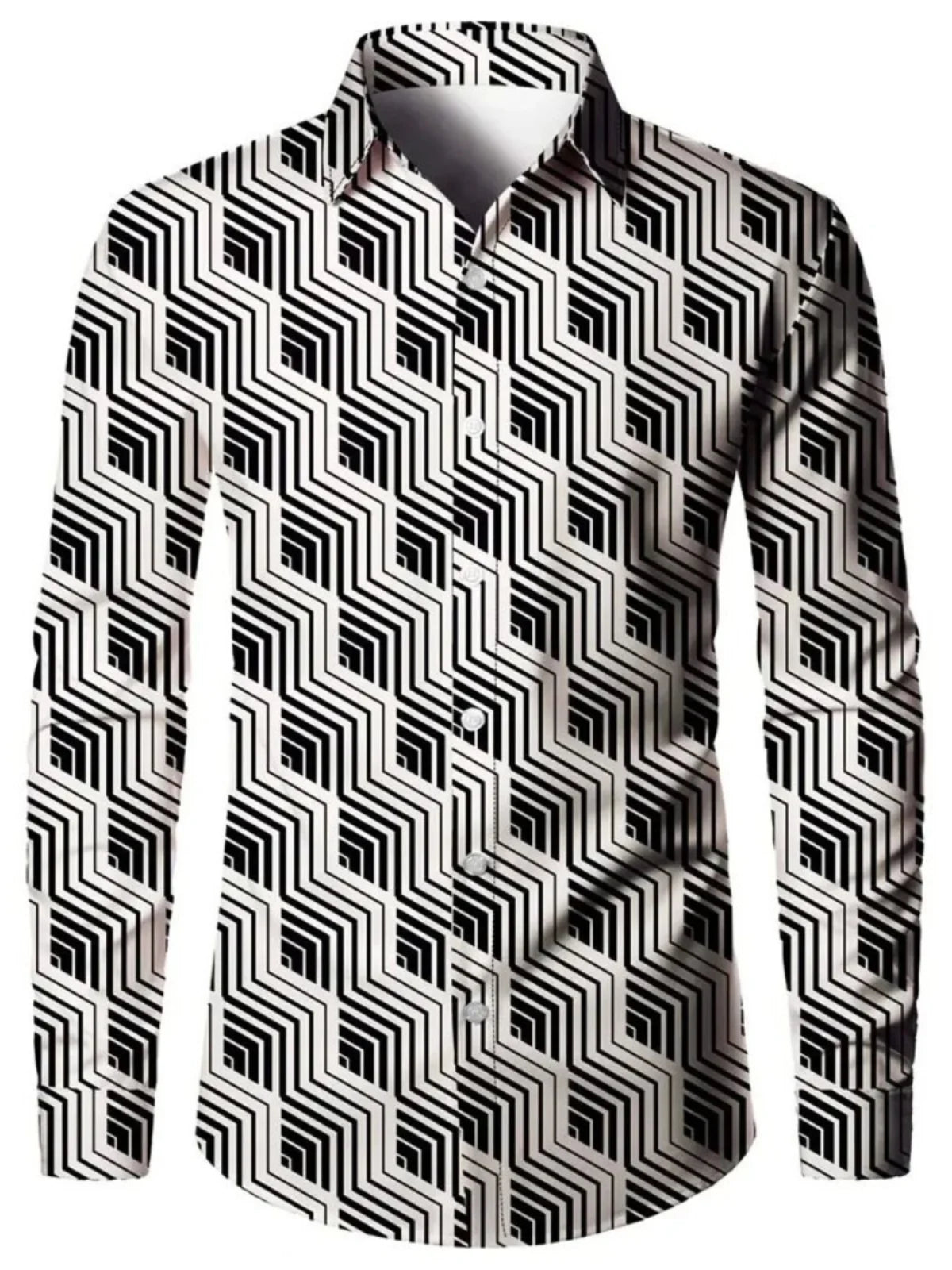 Men's Autumn Long Sve Printed irt Loose Fit Breathable Youthful Sle Casual Wear Comfortable Polyester Fabric